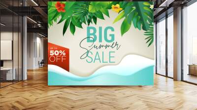 Summer sale banner design template. Vector illustration concept for internet marketing, poster, shopping ads, social media, web and graphic design. Wall mural