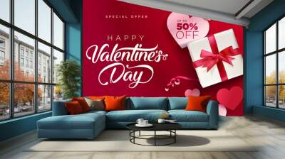 Valentine’s Day. Vector illustration concept for background, greeting card, website and mobile website banner, social media banner, marketing material. Wall mural