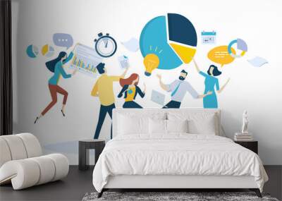 vector illustration concept of teamwork. creative flat design for web banner, marketing material, bu Wall mural