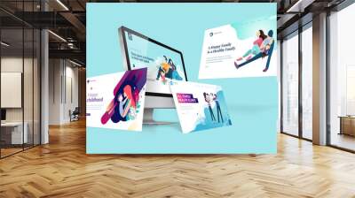 Web design template. Vector illustration concept of website design and development, app development, seo, business presentation, marketing. Wall mural