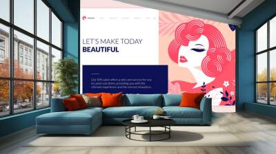 Web page design template for beauty, spa, wellness, natural products, cosmetics, body care, healthy life. Modern flat design vector illustration concept for website and mobile website development.  Wall mural