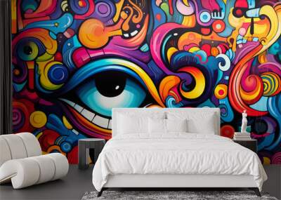 colorful graffiti art design bright background Wall mural