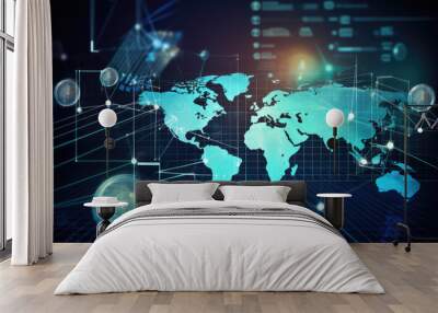 technology , global internet connection of business and digital marketing Wall mural