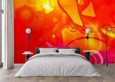 Dynamic red abstract background with textured elements, red, background Wall mural