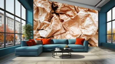 Crumpled paper ball isolated on white background. Crumpled paper texture. Brown crumpled paper texture for background. Wall mural