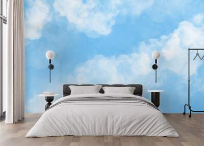 Sky with beautiful clouds. Cloud background. Blue cloud texture background. White Clouds on blue background Wall mural