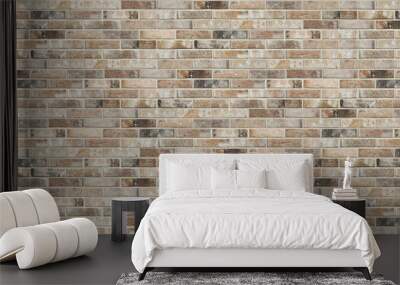 Long wide old dirty red brick wall texture background. Horizontal panoramic view of brick wall. Wall mural