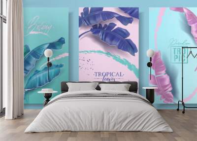 Vector banners set of banana tropic leaf Wall mural