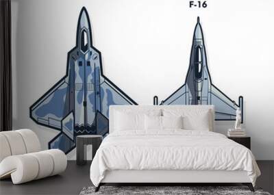 F-22 and -16. Fighter jets Wall mural