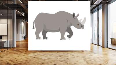 African wild animal black rhinoceros the big five flat style vector illustration isolated on white background Wall mural