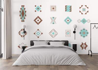 Aztec ethnic vector decorative element set. Native American, Mexican tribal clipart Wall mural