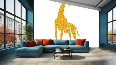 drawing in gold color style giraffe Wall mural