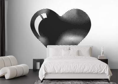 Halftone Icon - Heart shape Wall mural