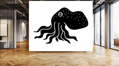 Octopus black hand drawn icon Wall mural