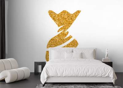 Twist candy icon in gold glitter texture. Sparkle luxury style vector illustration. Wall mural