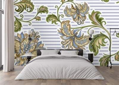 seamless vintage pattern with  decorative gold  flowers  Wall mural