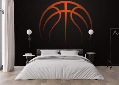 Basketball championship logo. Ball on black object Wall mural