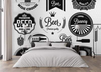 beer set vintage lager labels Wall mural