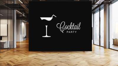 Cocktail fresh glass logo on black background Wall mural