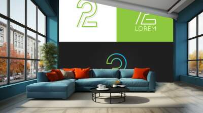 Number two 2 logo design icon set background Wall mural