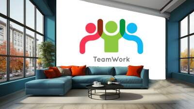 Teamwork concept logo. Team work icon on white Wall mural