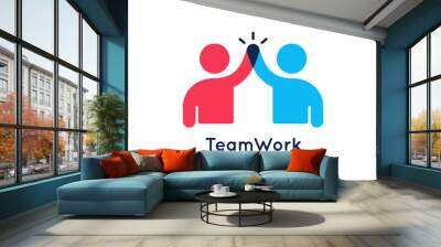 Teamwork concept logo. Team work icon on white Wall mural