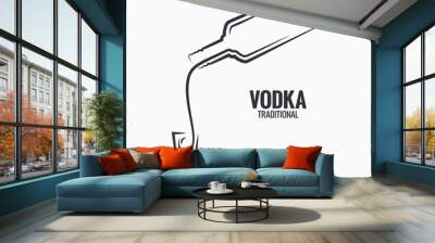 Vodka bottle logo. Vodka shot on white background Wall mural