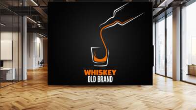 whiskey glass bottle shot splash menu background Wall mural