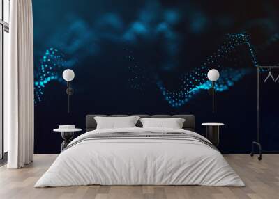 Abstract futuristic -  technology with polygonal shapes on dark blue background.  Design digital technology concept. Wall mural