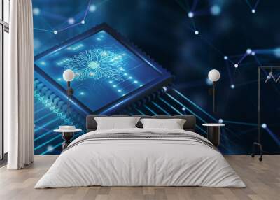 Artificial intelligence (AI), machine learning and modern computer technologies concepts. Business, Technology, Internet and network concept. Wall mural