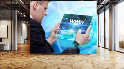 Business, Technology, Internet and network concept . Young busin Wall mural