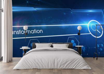 Business, Technology, Internet and network concept. Businessman presses button transformation on virtual screens. Wall mural