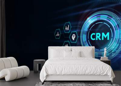 Business, Technology, Internet and network concept. CRM Customer Relationship Management.3d illustration Wall mural