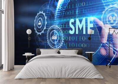 Business, technology, internet and network concept. Virtual screen of the future and sees the inscription: SME Wall mural