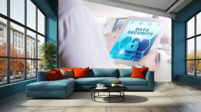 business, technology, internet and network concept. young busine Wall mural