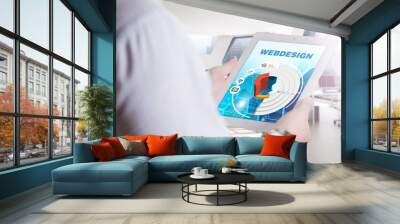 Business, Technology, Internet and network concept. Young busine Wall mural