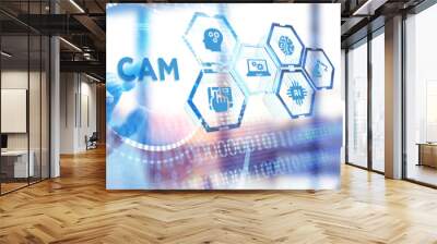 CAM Computer-aided manufacturing industrial technology automation concept. Wall mural