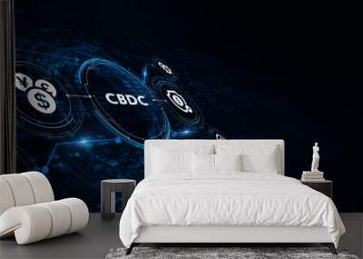 CBDC Central Bank Digital Currency Concept. 3d illustration Wall mural