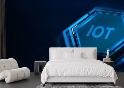 Internet of things - IOT concept. Businessman offer IOT products and solutions. 3d illustration Wall mural