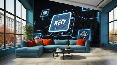 REIT Real estate investment fund ETF Financial stock market. Business, technology, internet and networking concept 3d illustration Wall mural