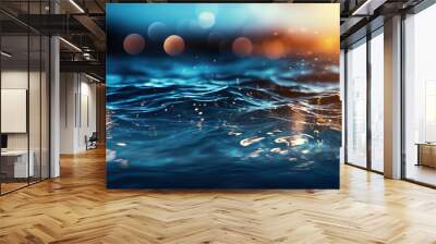 Abstract And Blurred Ocean With Defocused Lights. Generative Ai Wall mural