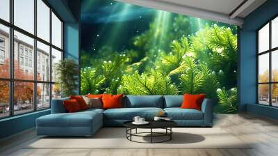 algae in the ocean underwater. Generative Ai Wall mural