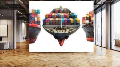 Large container ships loaded with cargo isolated on transparent background Wall mural