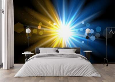 Lightning collision red and blue background Wall mural