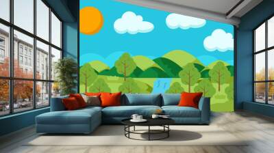 Mountain Lanscape. Vector Illustration Wall mural