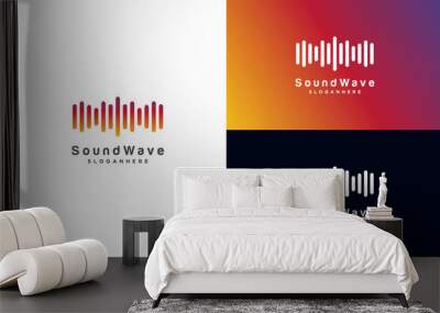 modern colorful sound wave logo icon template Wall mural