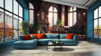 design living room victorian style. Generative AI Wall mural