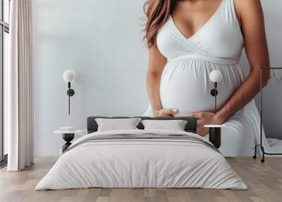 Expectant Mother in White Dress Wall mural