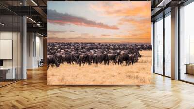 A migration of Wildebeest in Serengeti National Park,Tanzania Wall mural