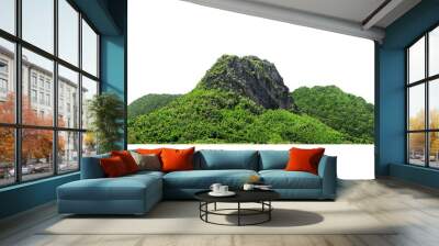 Panorama island, hill, mountain isolated on a white background. with clipping path, for photo montage. Wall mural